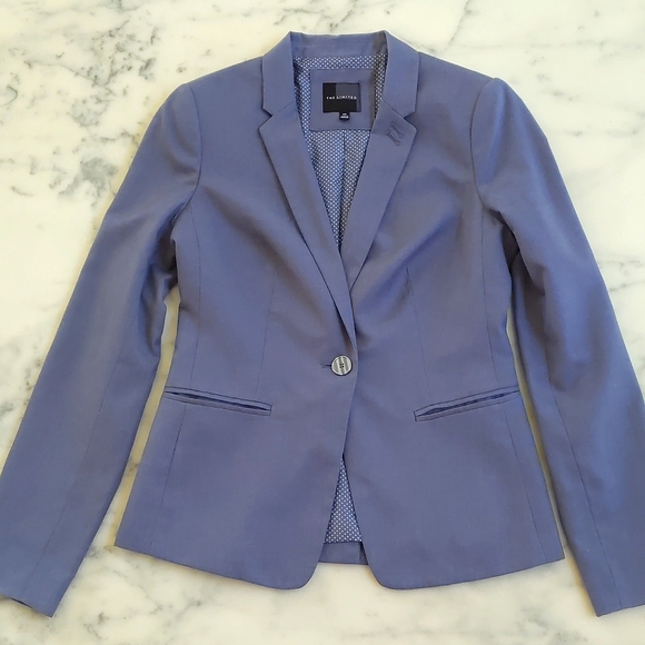 The Limited Rayon Blended Bluish Grey Blazer with lining and pockets. - Picture 3 of 4